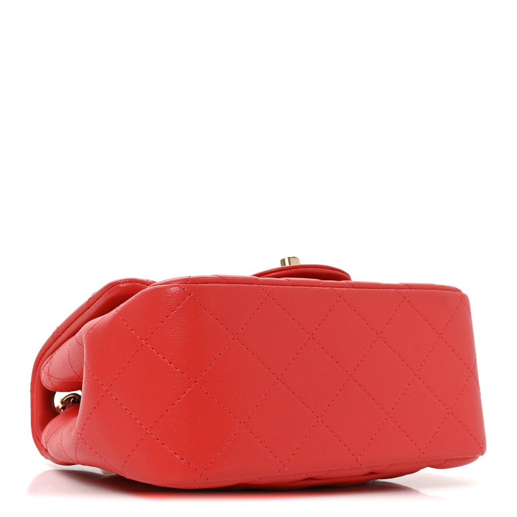 Chanel Lambskin Quilted Mini Square Flap Orange