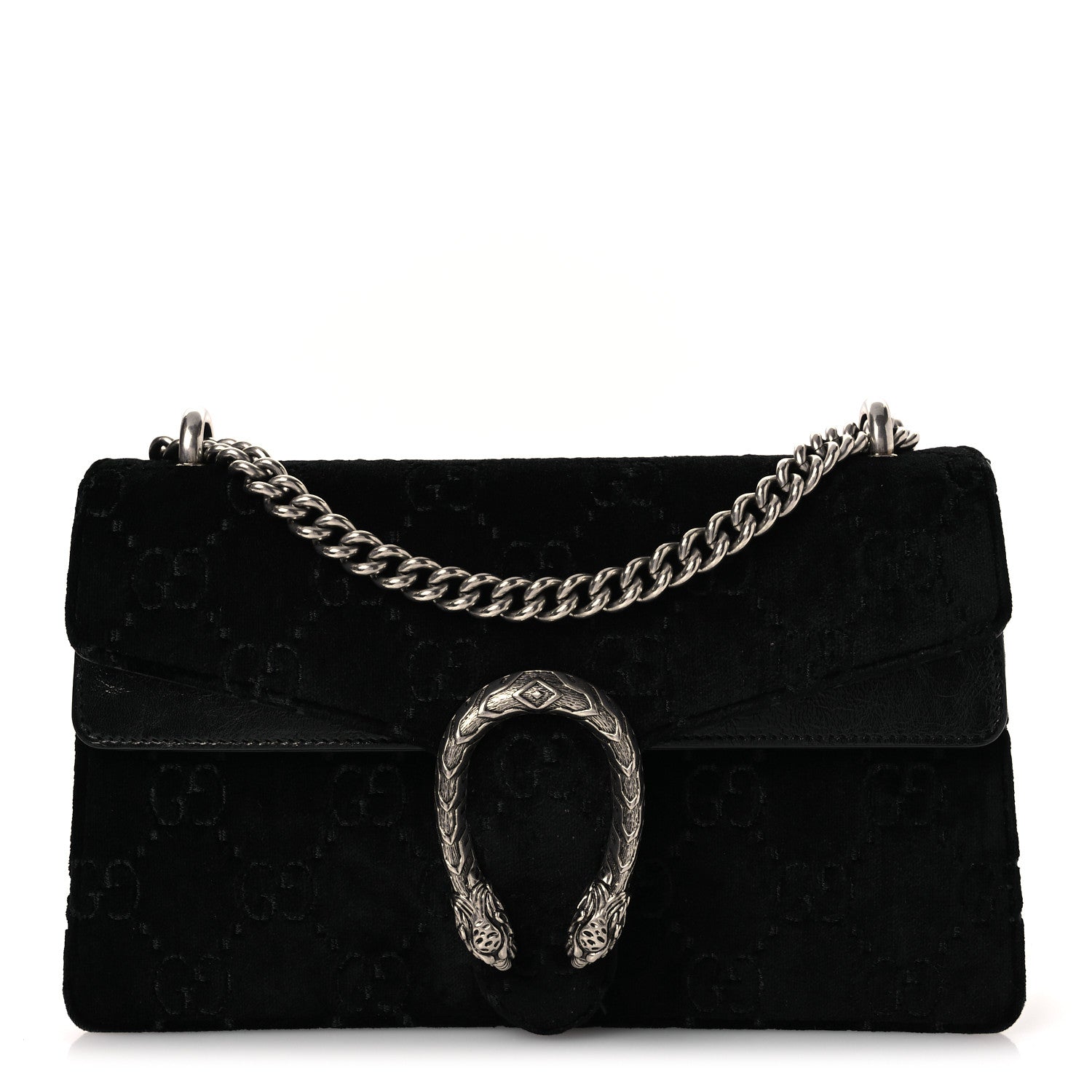 Gucci Velvet GG Monogram Small Dionysus Shoulder Bag Black