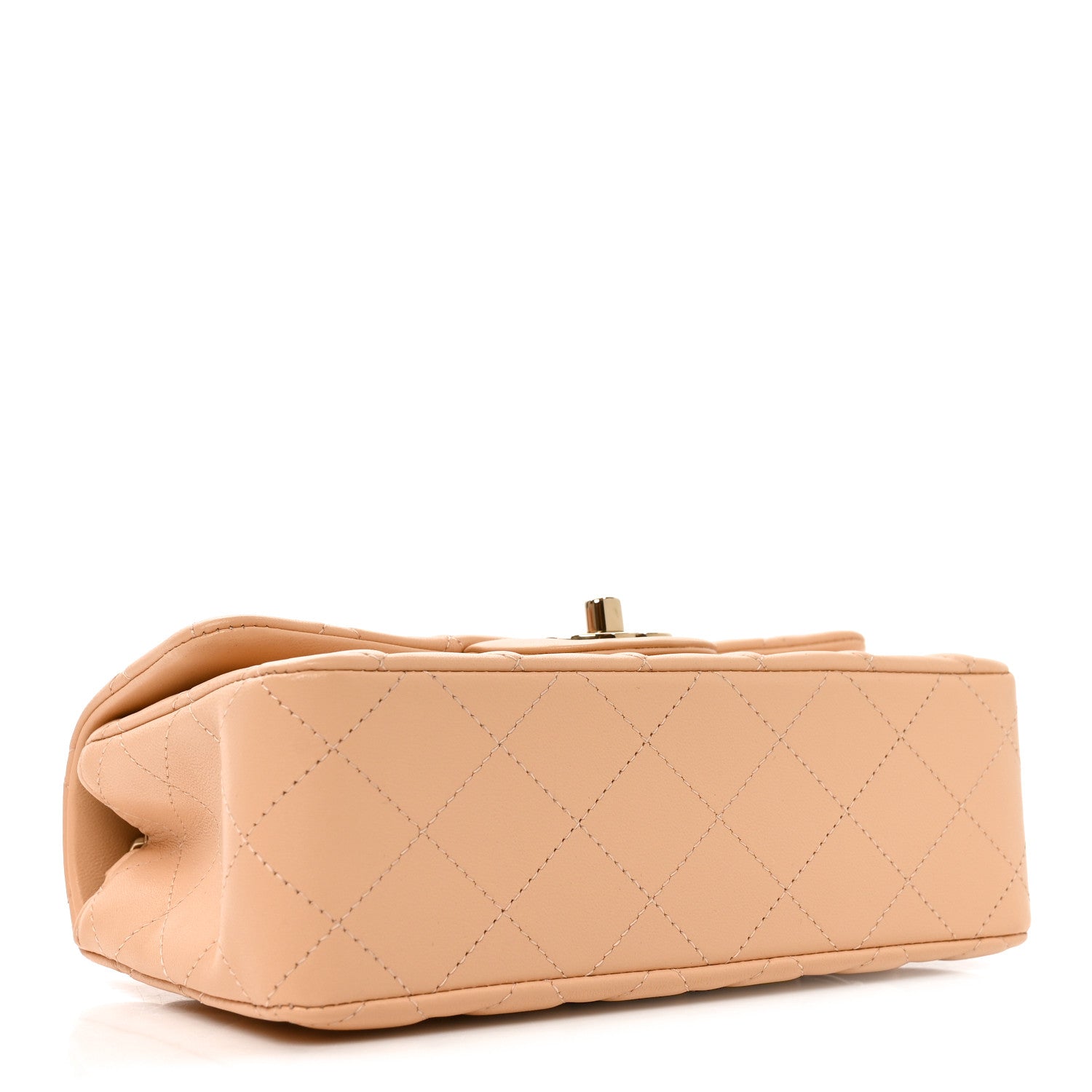 Chanel Lambskin Quilted Mini Rectangular Flap Beige