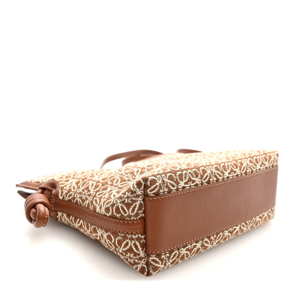 Loewe Jacquard Anagram Calfskin Mini Flamenco Knot Clutch Tan Pecan