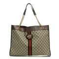 Gucci GG Supreme Monogram Large Rajah Chain Tote Beige New Acero
