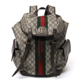 Gucci GG Supreme Monogram Medium Ophidia Double Buckle Backpack Brown