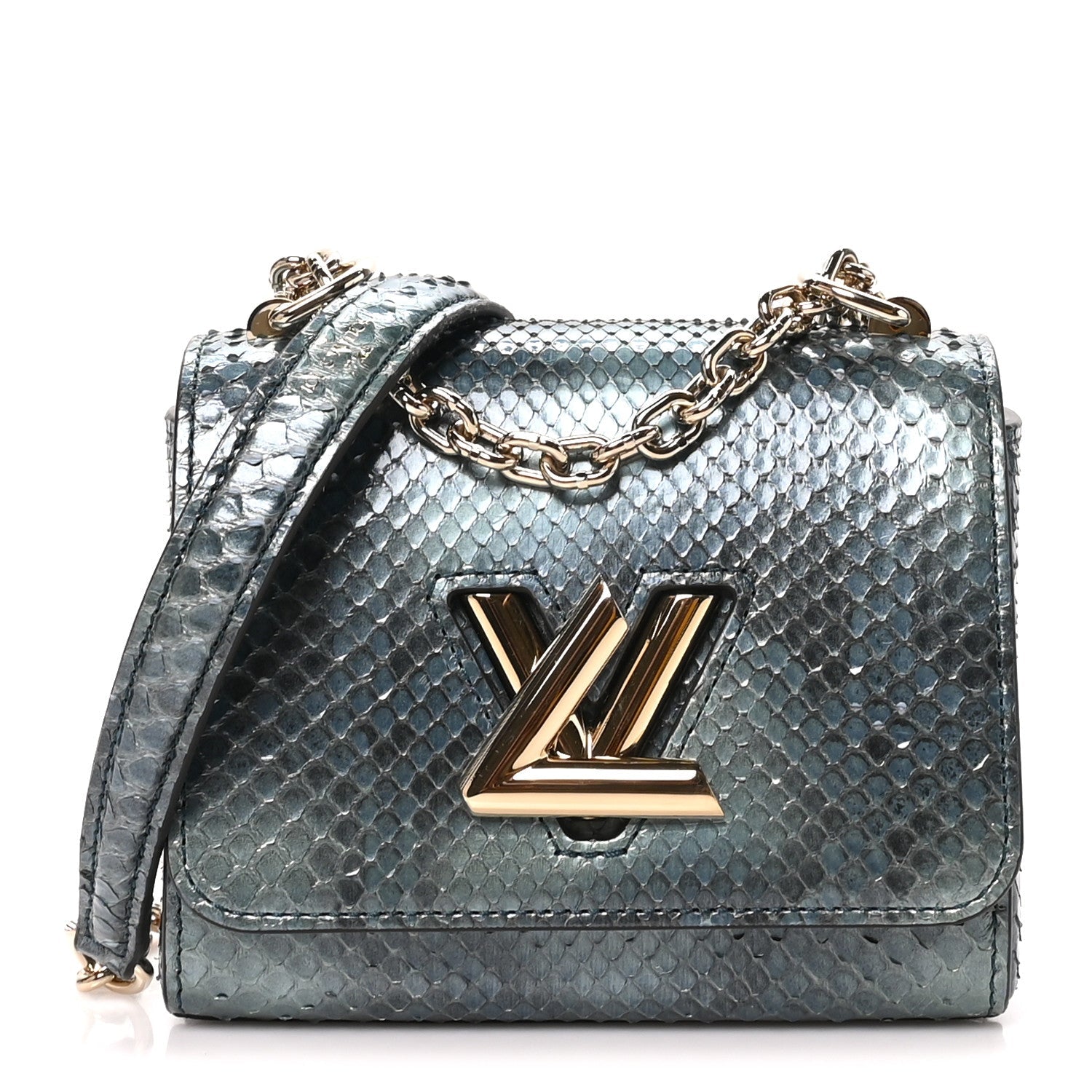 Louis Vuitton Snakeskin Twist Shoulder Bag PM Blue Multicolor