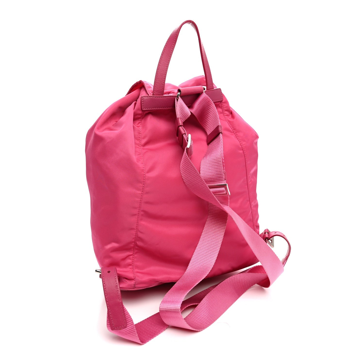 Prada Tessuto Nylon Saffiano Vela Medium Backpack Fuxia