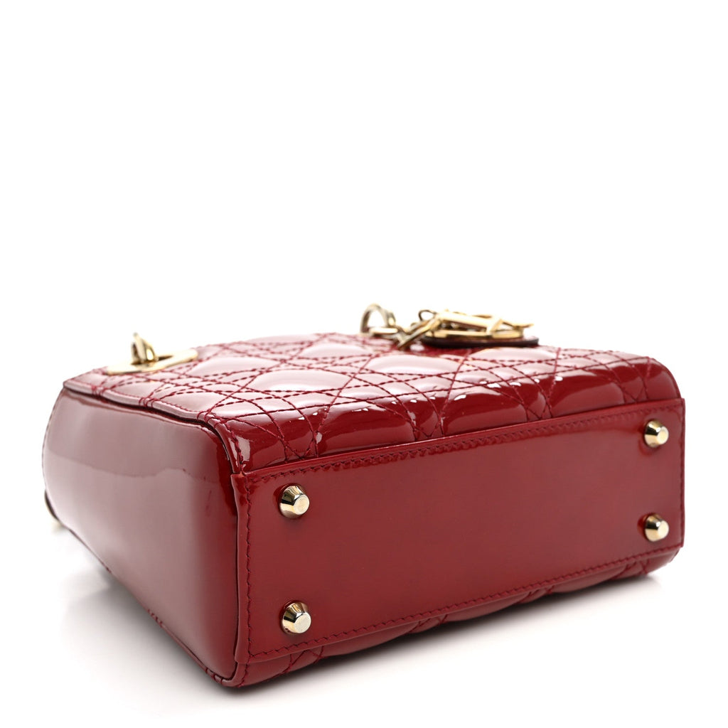Dior Patent Cannage Mini Lady Dior Red