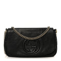 Gucci Pebbled Calfskin Medium Soho Flap Crossbody Black