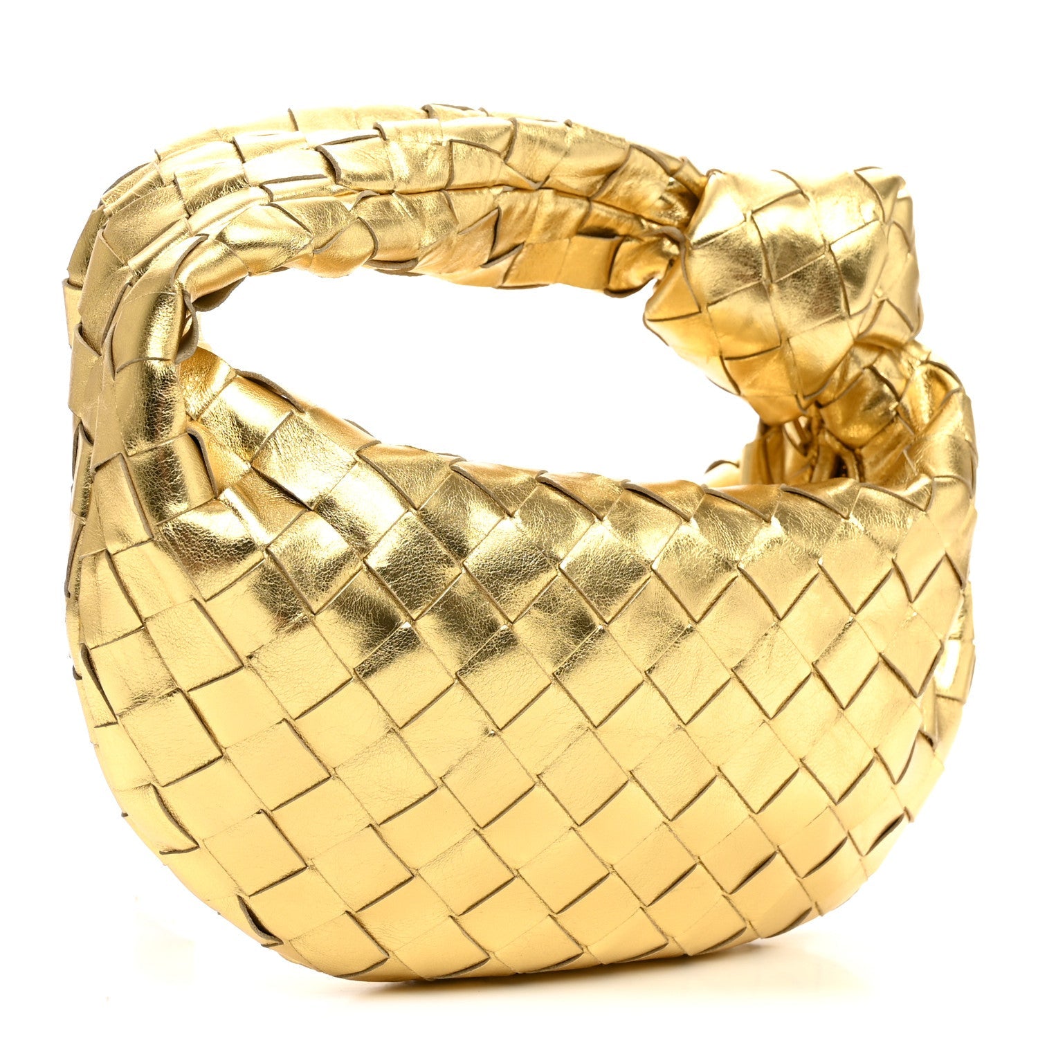 Bottega Veneta Metallic Nappa Intrecciato Mini Jodie Gold