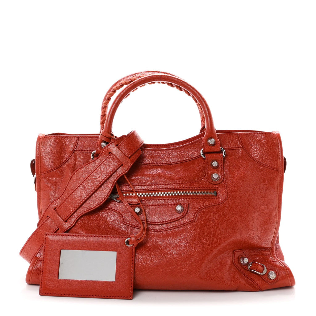 Balenciaga Agneau Giant 12 Silver Hardware City Rouge Ambre