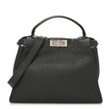 Fendi Cuoio Romano Selleria Bi-Color Medium Peekaboo Iconic Satchel Asfalto Latte