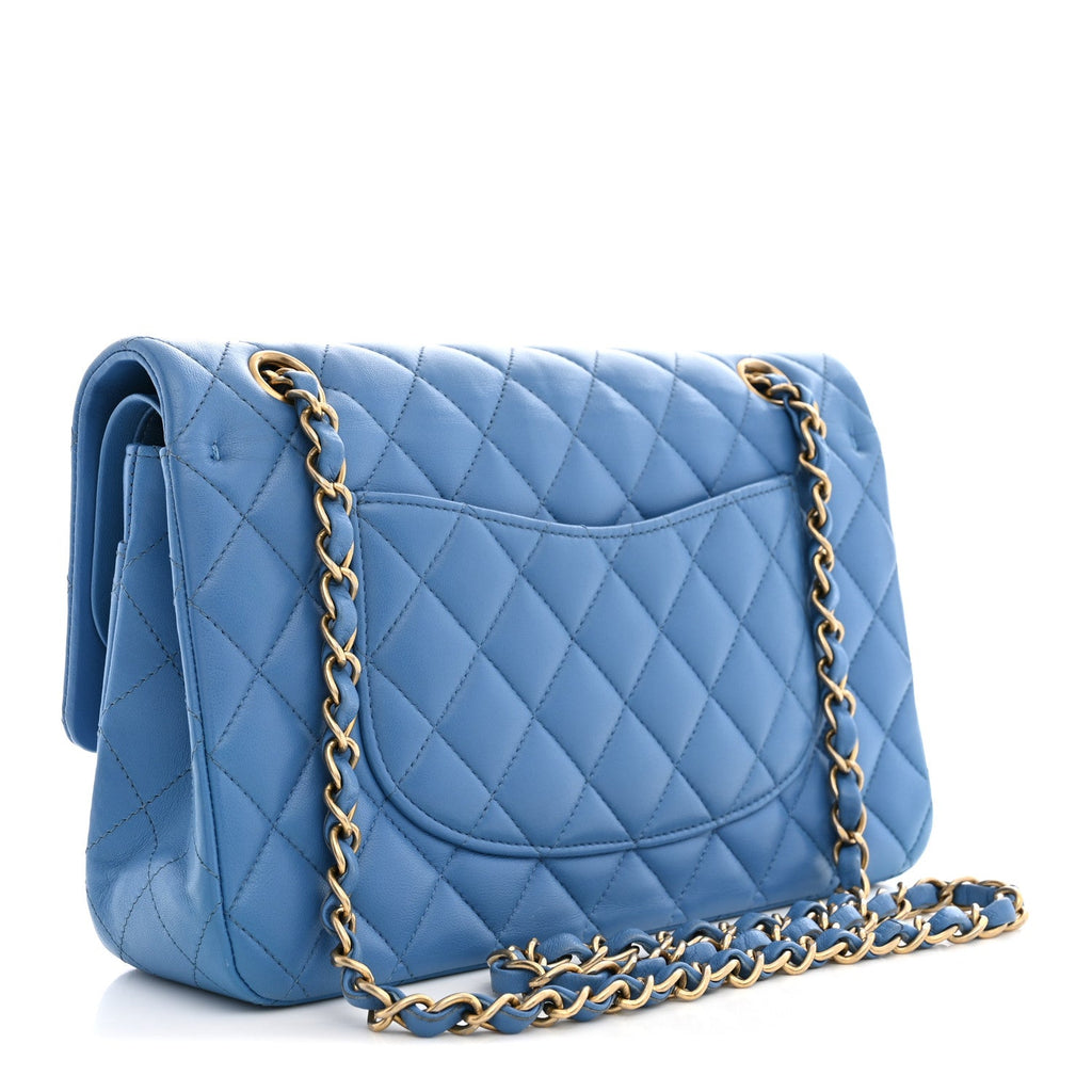 Chanel Lambskin Quilted Medium Double Flap Blue