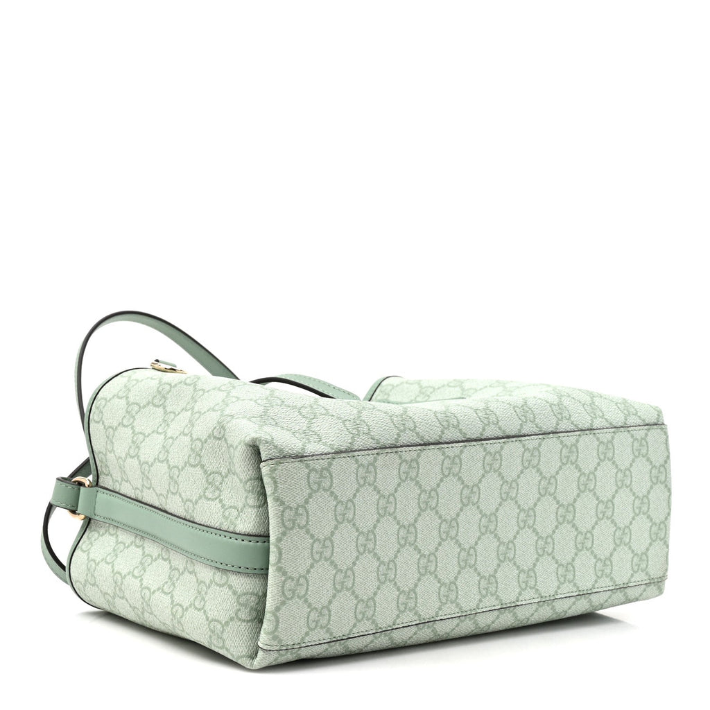 Gucci GG Supreme Monogram Emblem Medium Tote Bag Sage Green