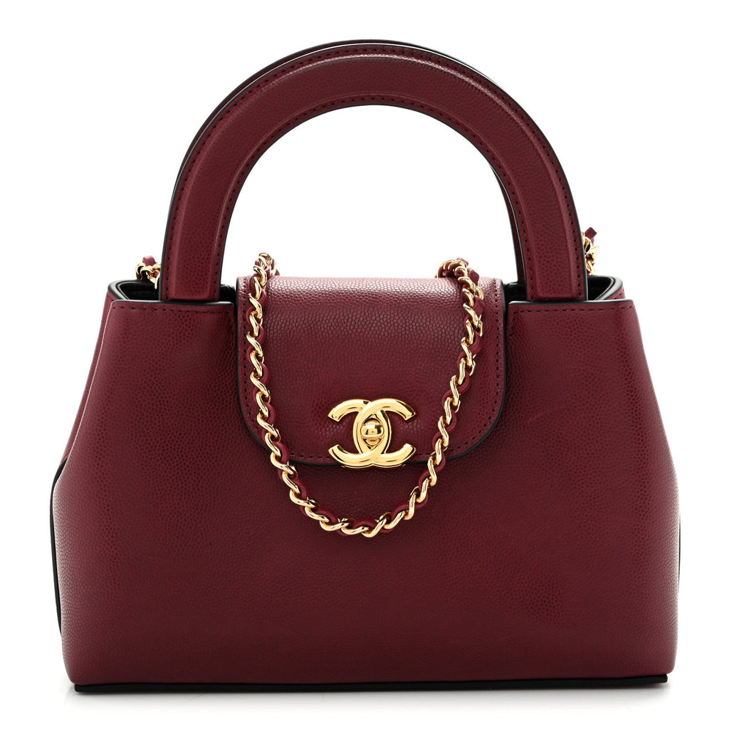 Chanel Caviar Nano Kelly Shopper Burgundy