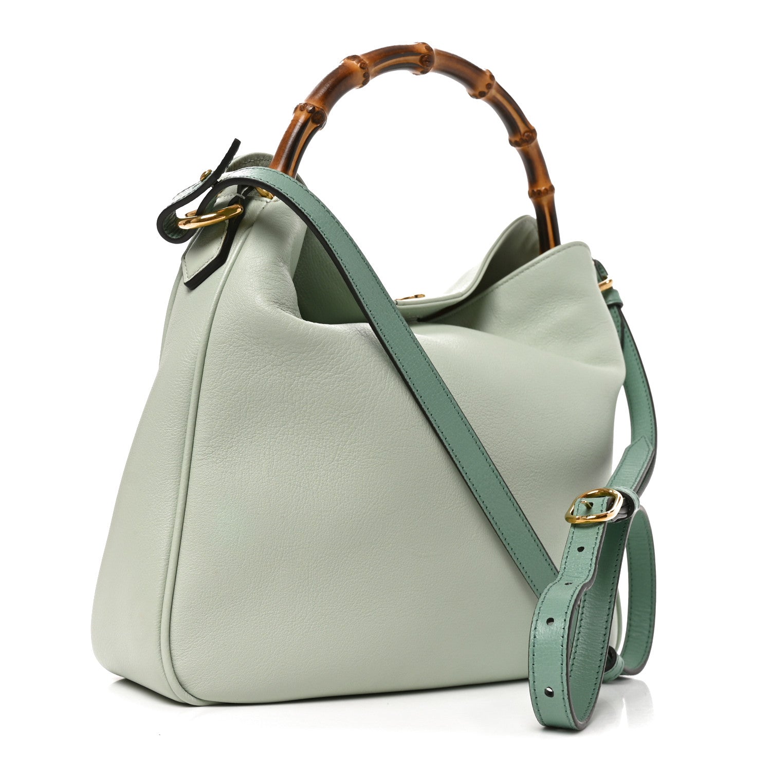Gucci Softy Wonka Textured Dollar Calfskin Medium Diana Shoulder Bag Salvy Green