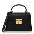 Gucci Guccissima Signature Small Padlock Top Handle Bag Black