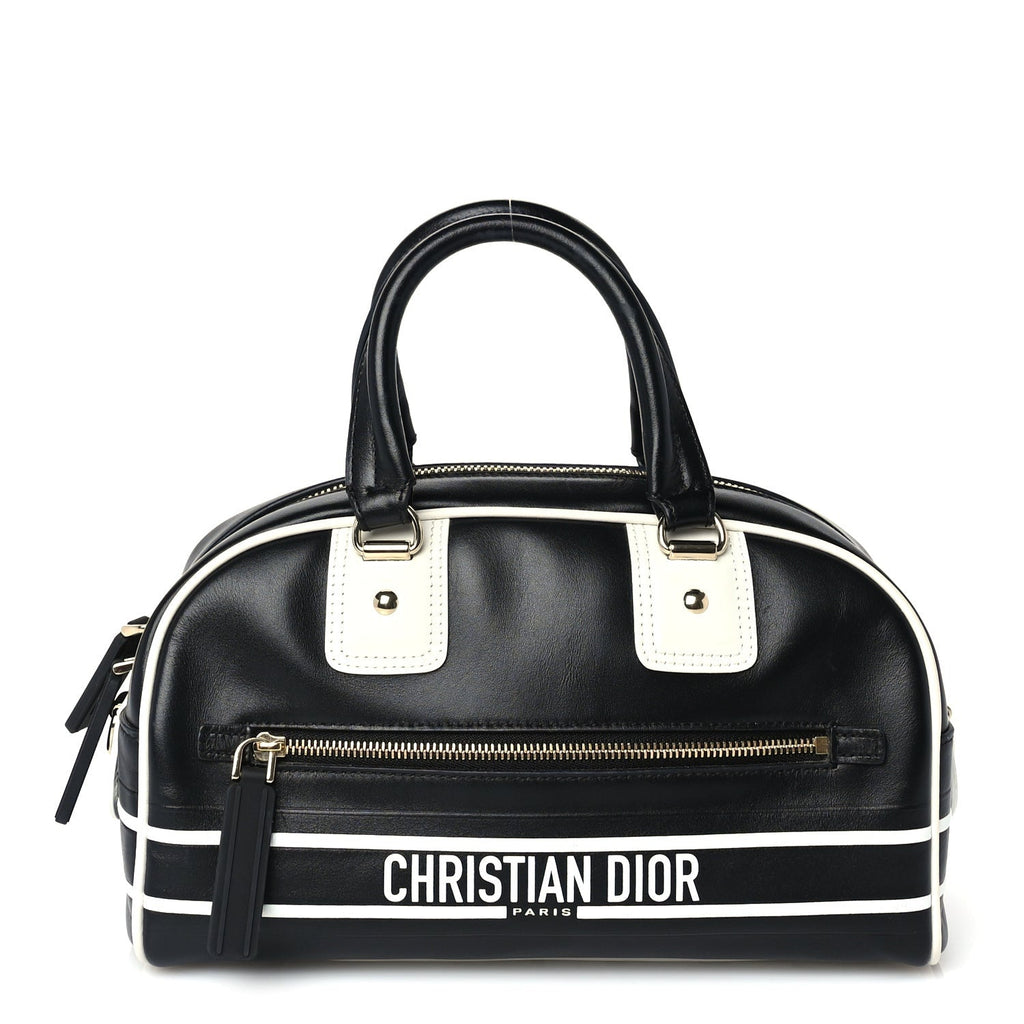 Dior Calfskin Small Dior Vibe Zip Bowling Bag Black White