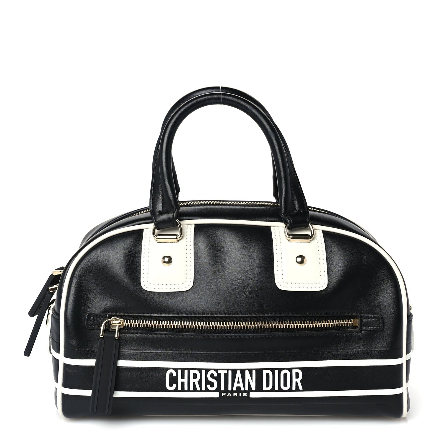 Dior Calfskin Small Dior Vibe Zip Bowling Bag Black White