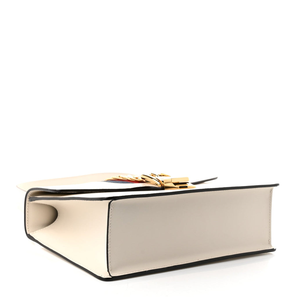 Gucci Calfskin Small Sylvie Shoulder Bag Off White