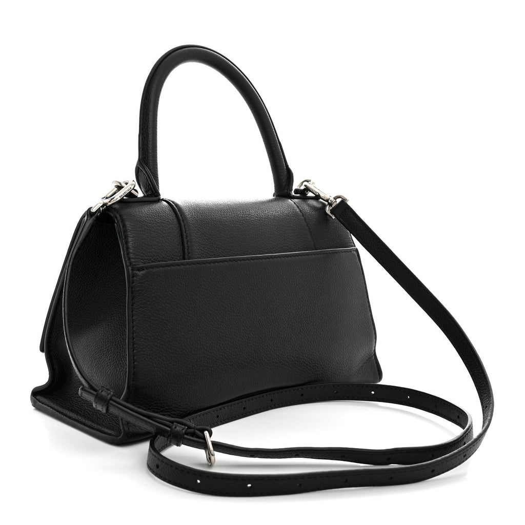 Balenciaga Grained Calfskin Small Hourglass Top Handle Bag Black