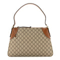 Gucci GG Supreme Monogram Emblem Medium Shoulder Bag Beige Ebony Sundial