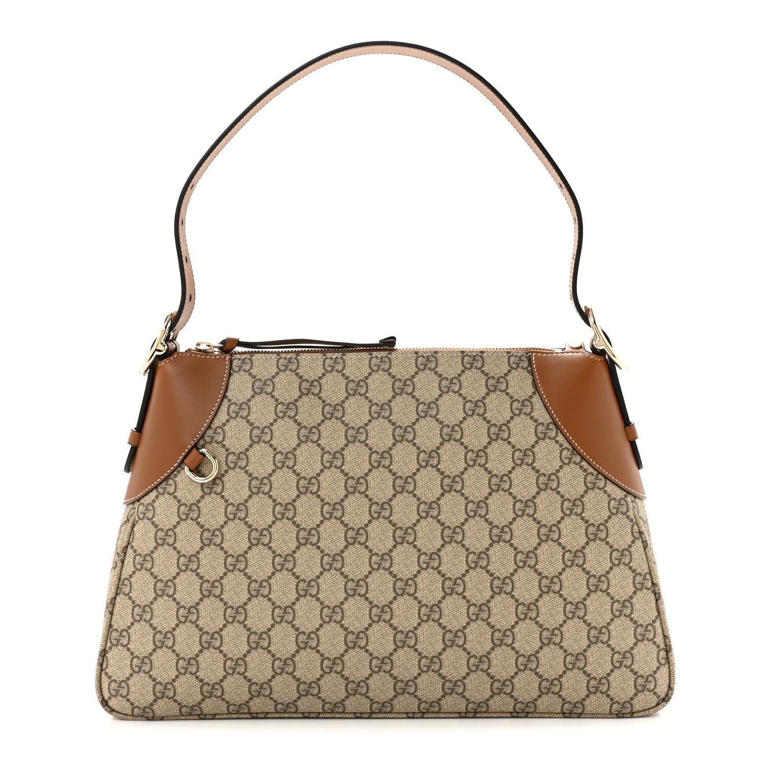 Gucci GG Supreme Monogram Emblem Medium Shoulder Bag Beige Ebony Sundial