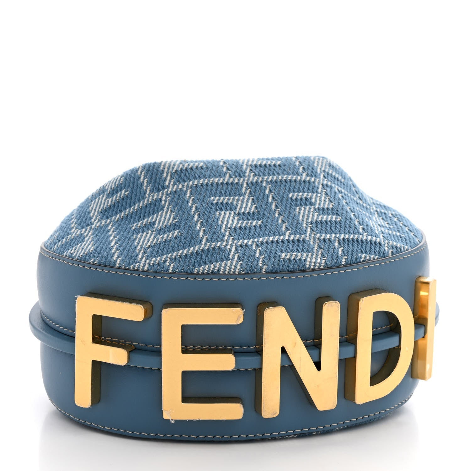 Fendi Denim Vitello King F is Fendi FF Embroidered Mini Fendigraphy Hobo Bag Denim Sand Blue White