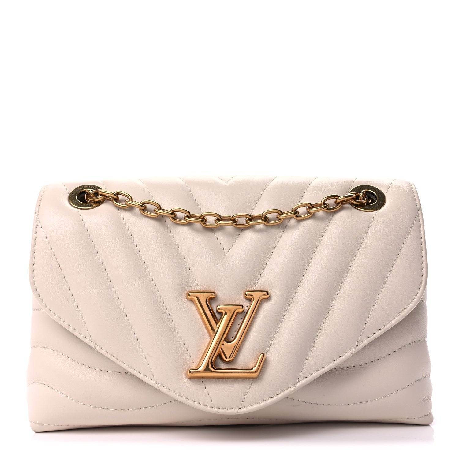 Louis Vuitton Calfskin New Wave Chain Bag MM NM Ivory