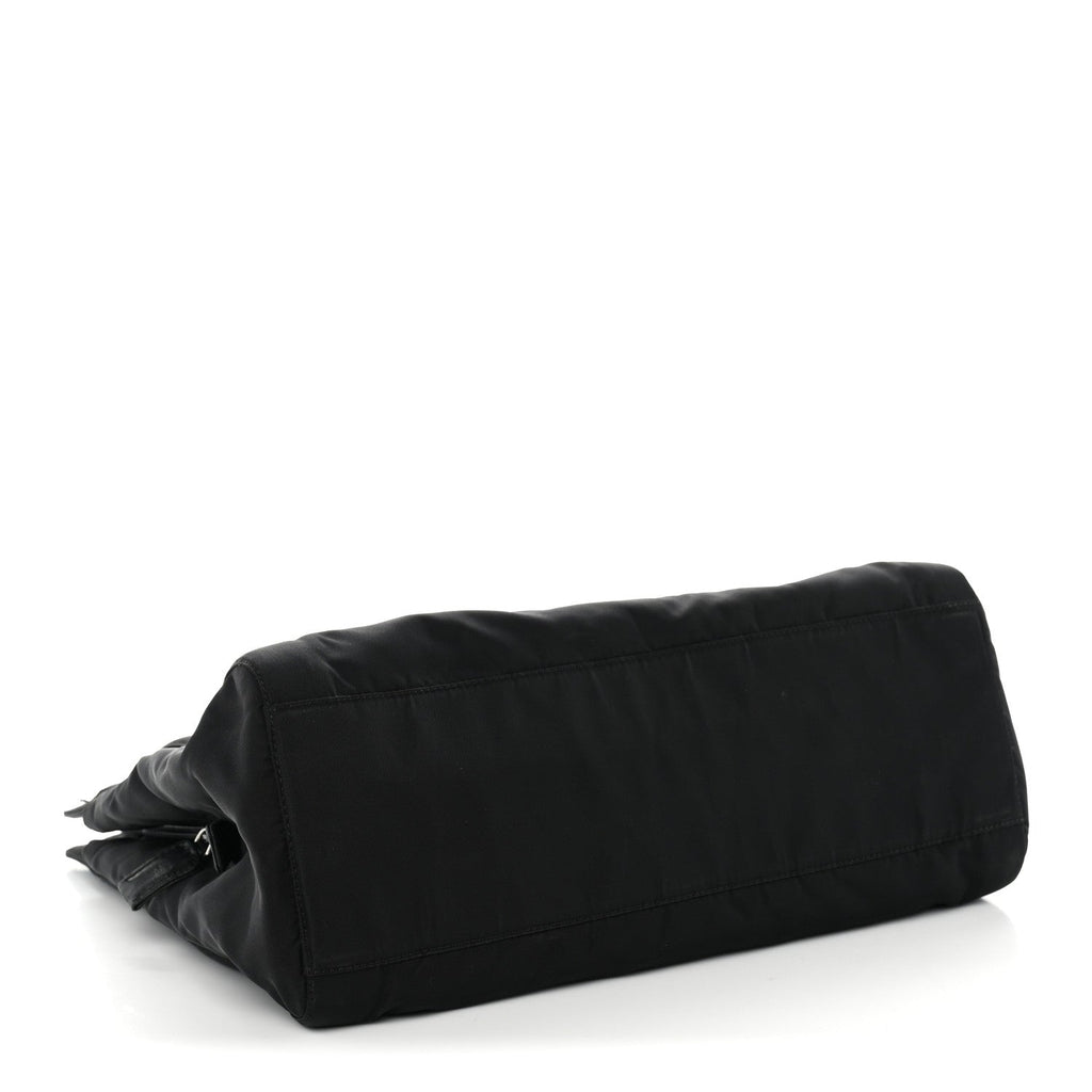 Prada Tessuto Nylon Acciaio Chain Shoulder Bag Black
