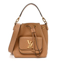 Louis Vuitton Calfskin Lockme Bucket MM Arizona Beige