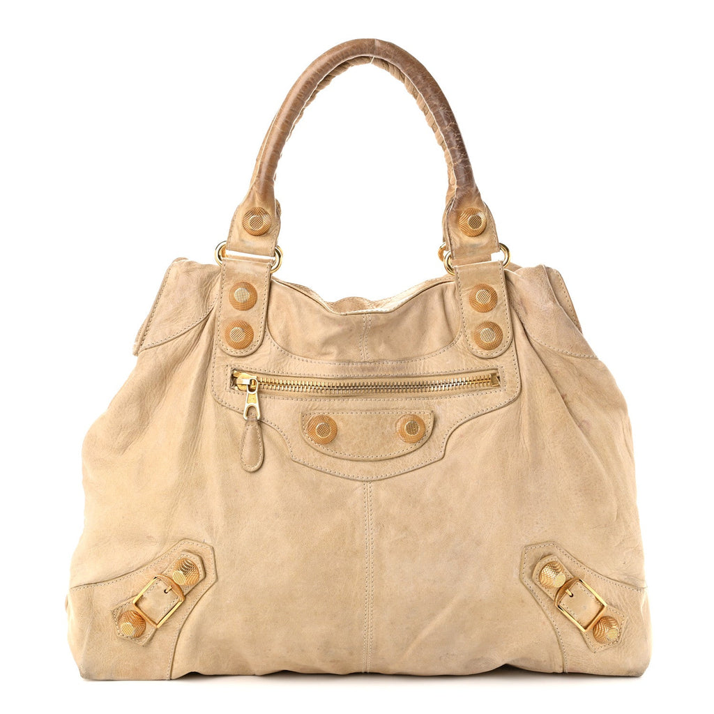 Balenciaga Agneau Giant 21 Gold Hardware Brief Praline
