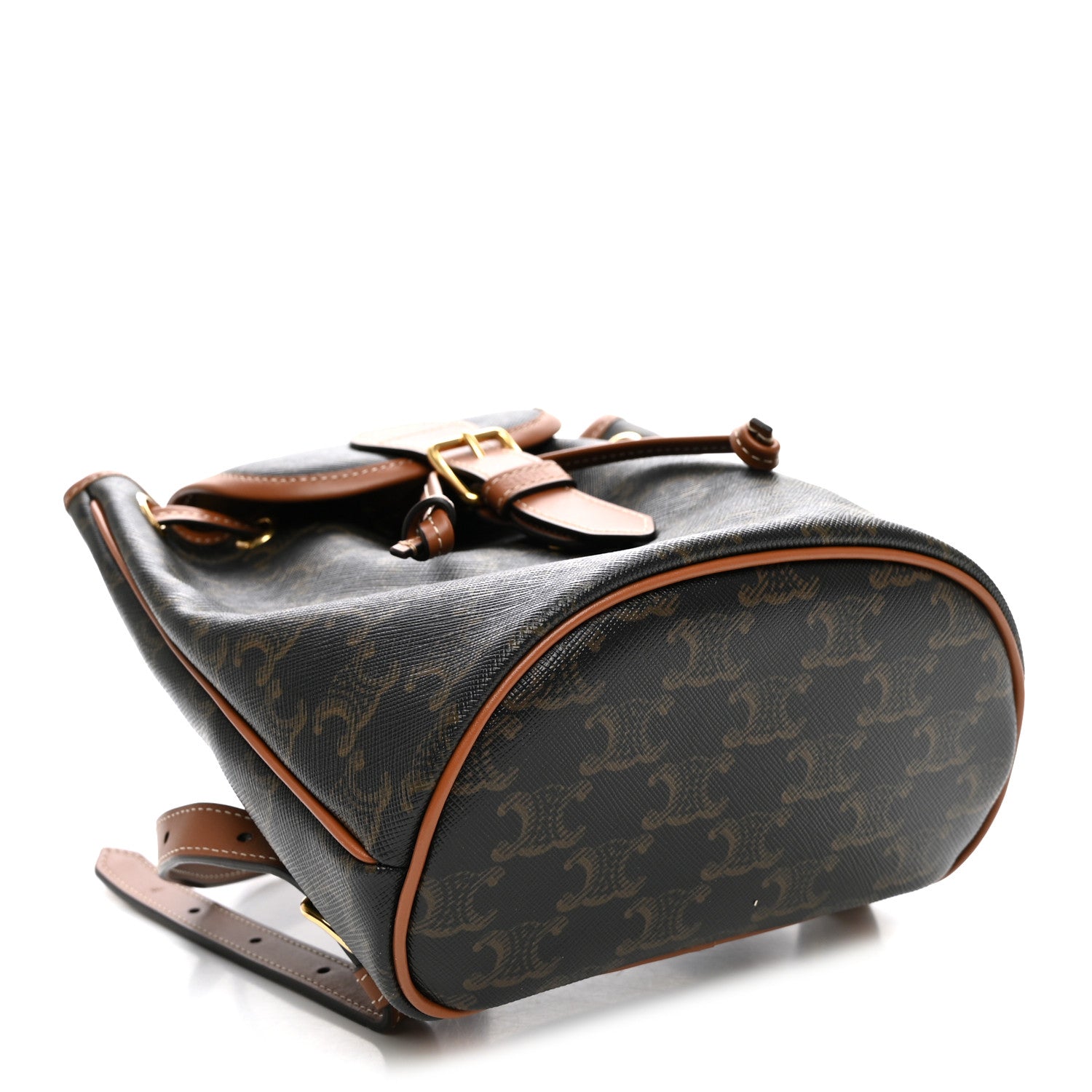 Celine Triomphe Canvas Calfskin Mini Folco Backpack Tan