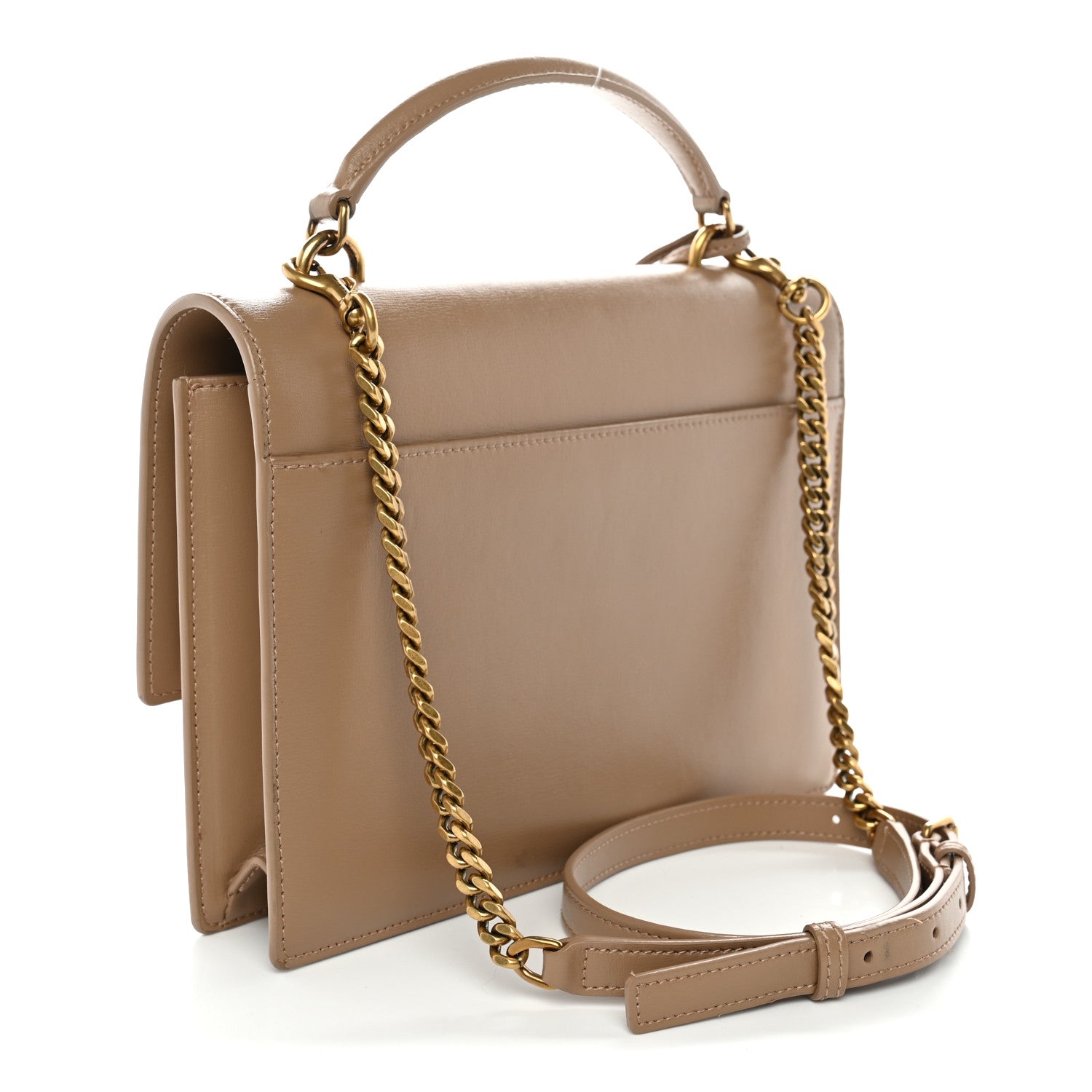 Saint Laurent Smooth Calfskin Medium Monogram Sunset Satchel Natural Tan