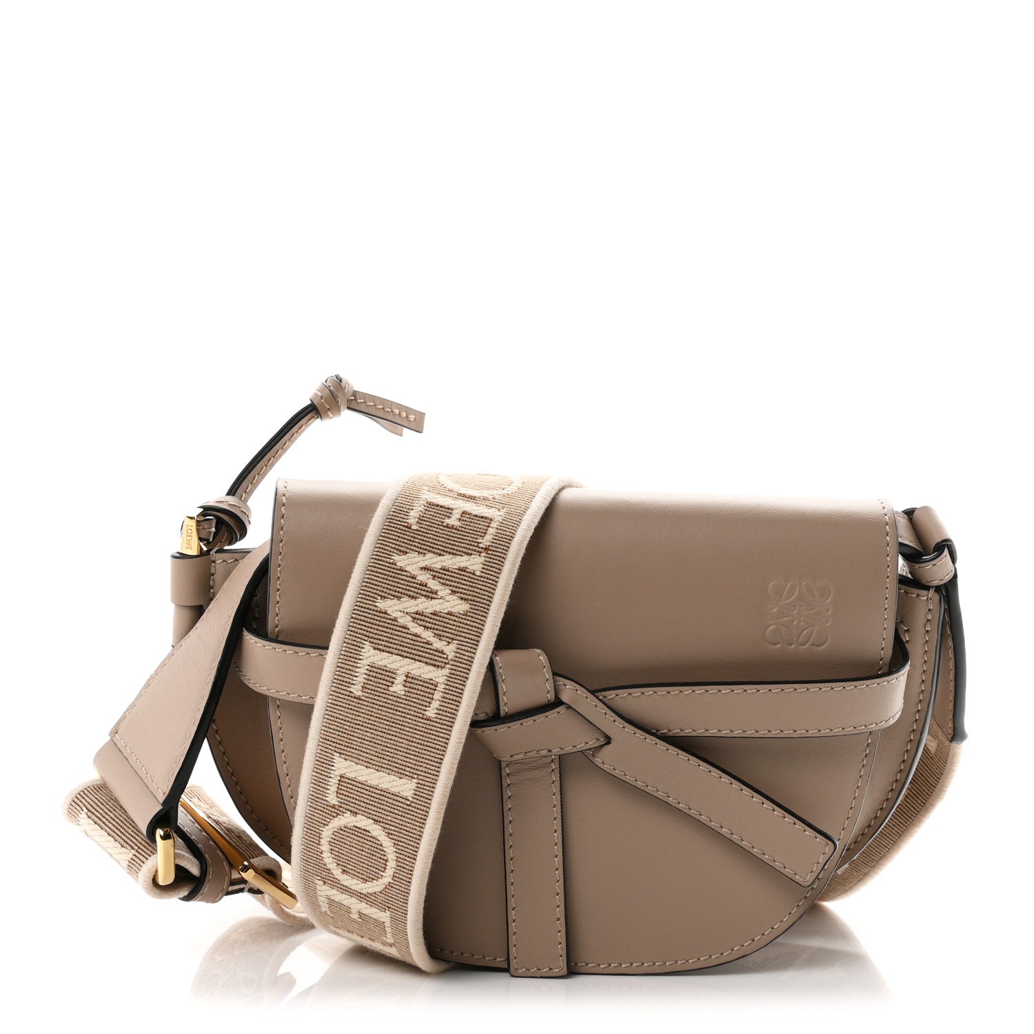 Loewe Calfskin Jacquard Mini Gate Dual Bag Clay