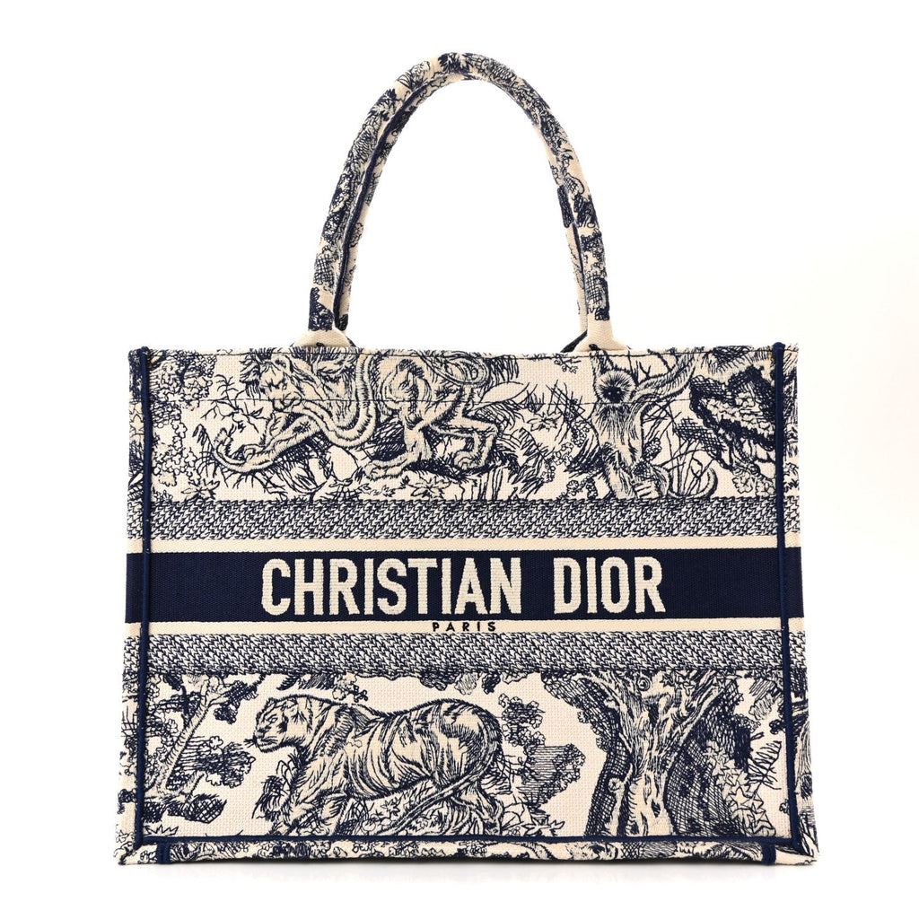 Dior Canvas Embroidered Medium Dioriviera Toile De Jouy Book Tote Blue