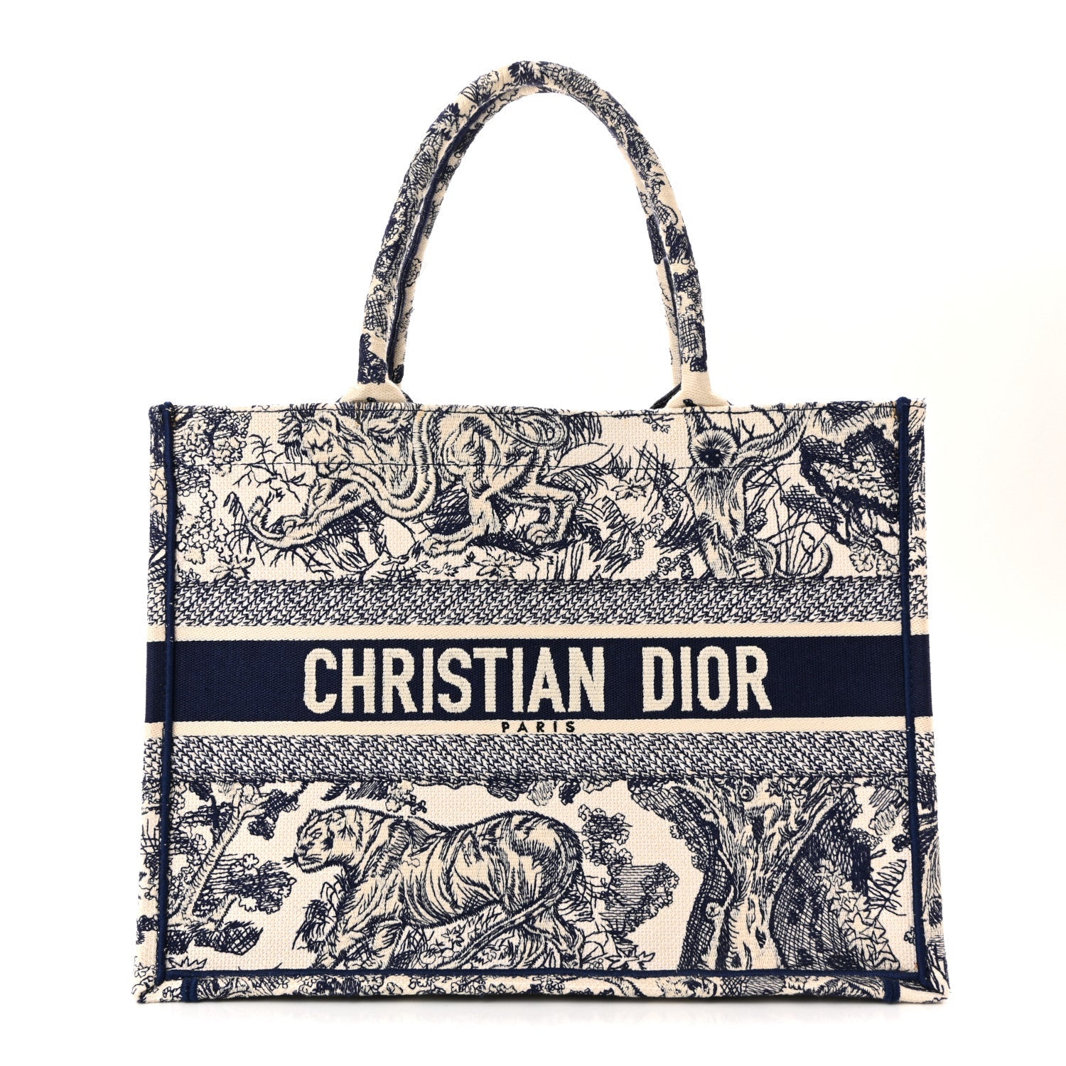 Dior Canvas Embroidered Medium Dioriviera Toile De Jouy Book Tote Blue