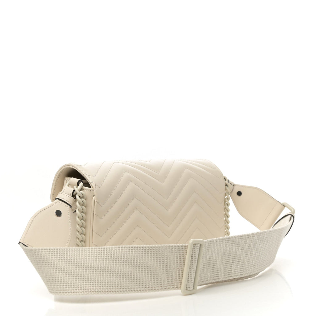 Gucci Calfskin Matelasse Monochrome GG Marmont Crossbody Shoulder Bag White