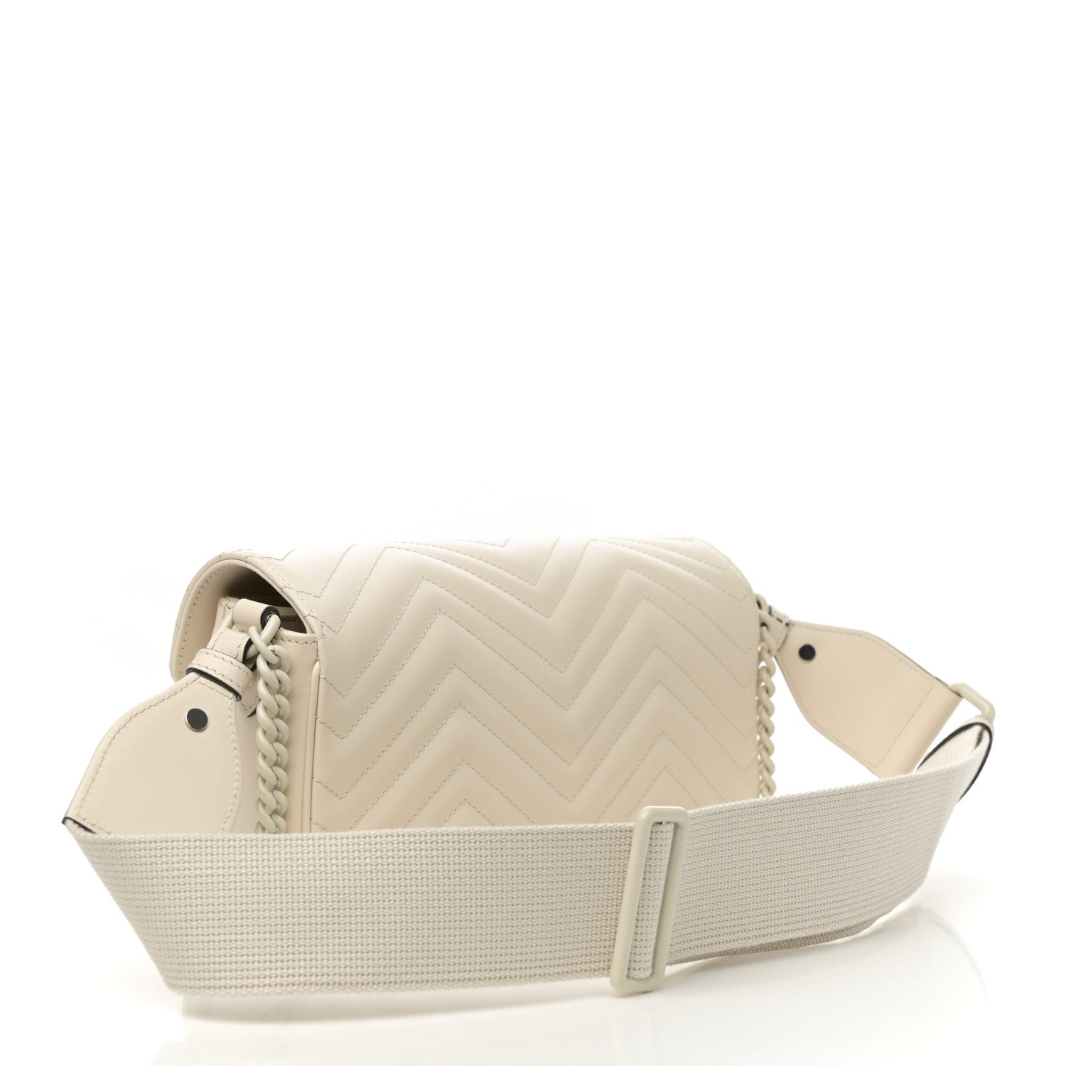 Gucci Calfskin Matelasse Monochrome GG Marmont Crossbody Shoulder Bag White