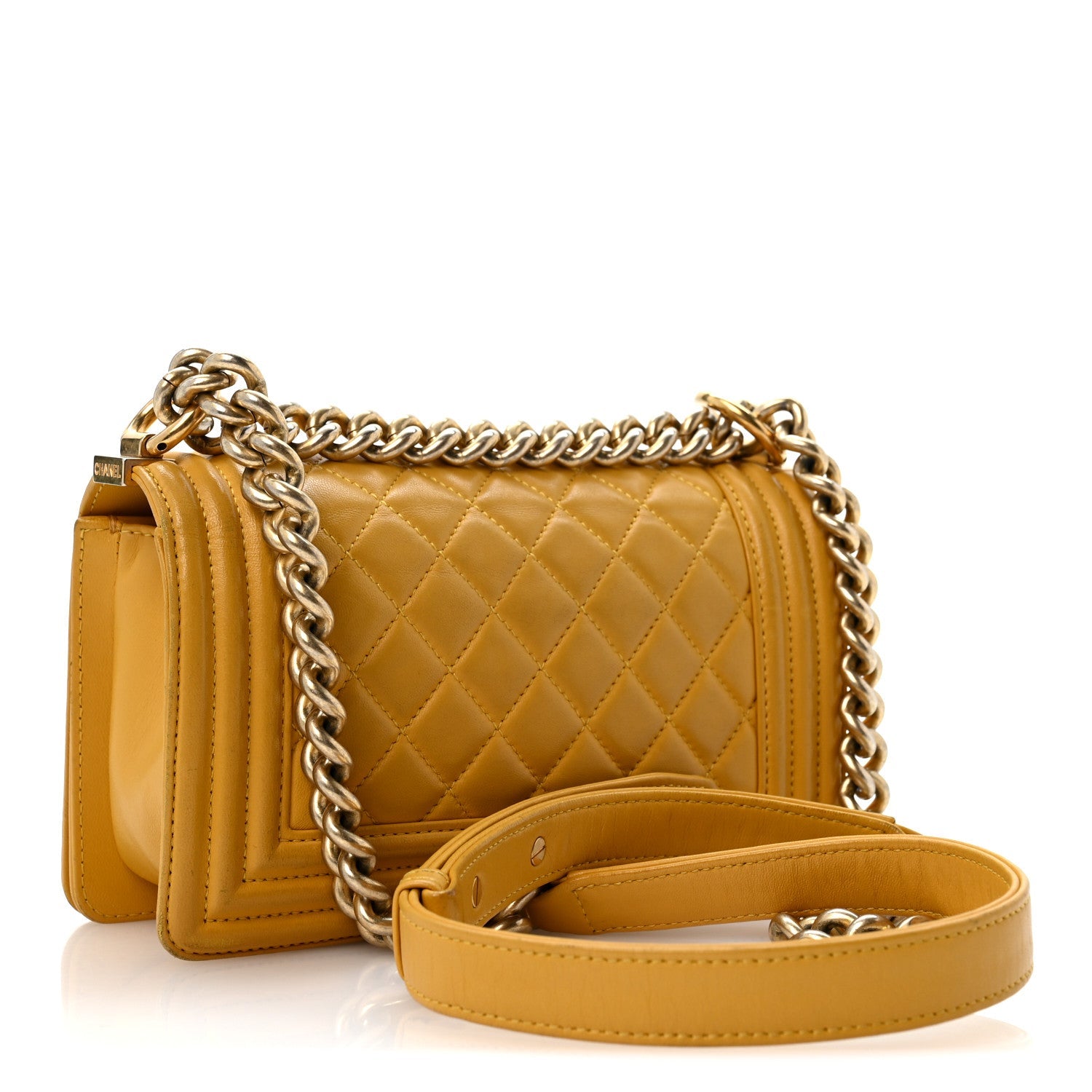 Chanel Lambskin Quilted Small Boy Flap Yellow