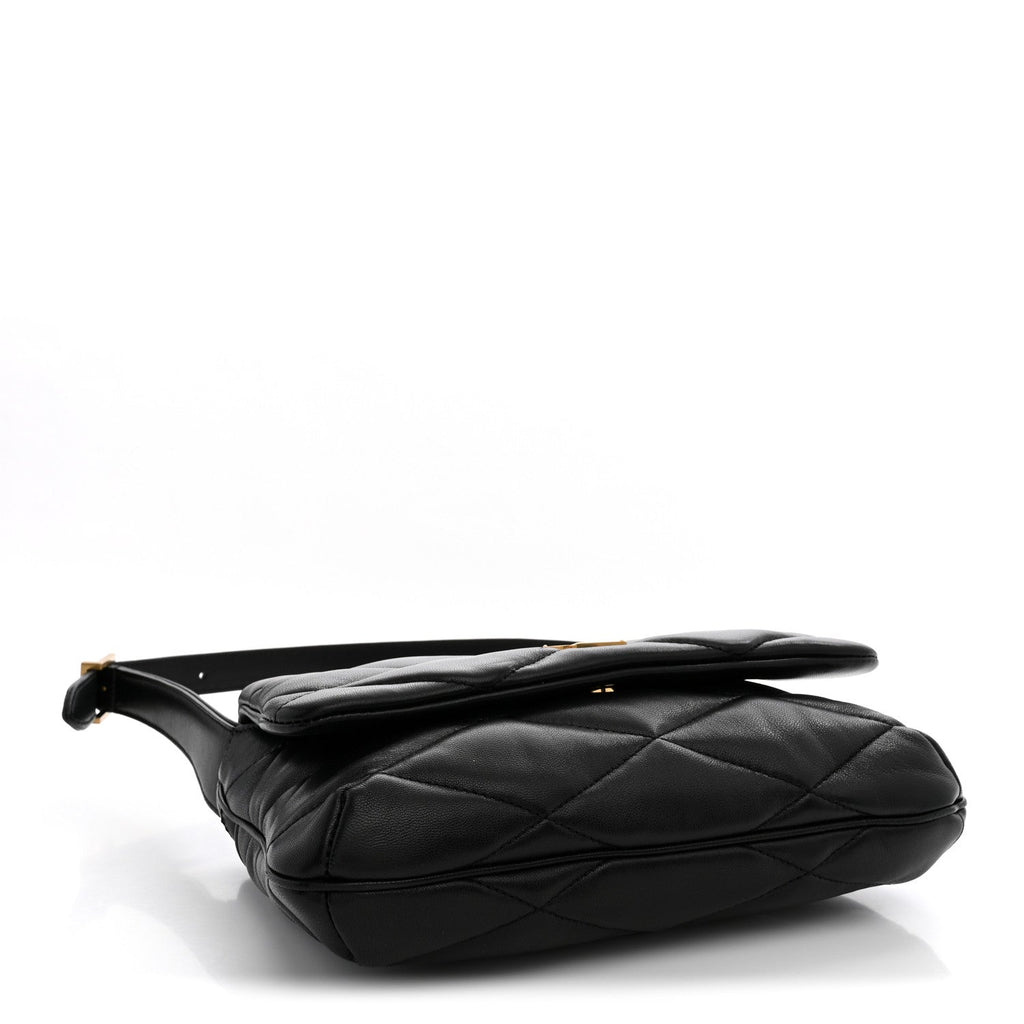 Saint Laurent Lambskin Quilted Le 57 Diamond Shoulder Bag Black