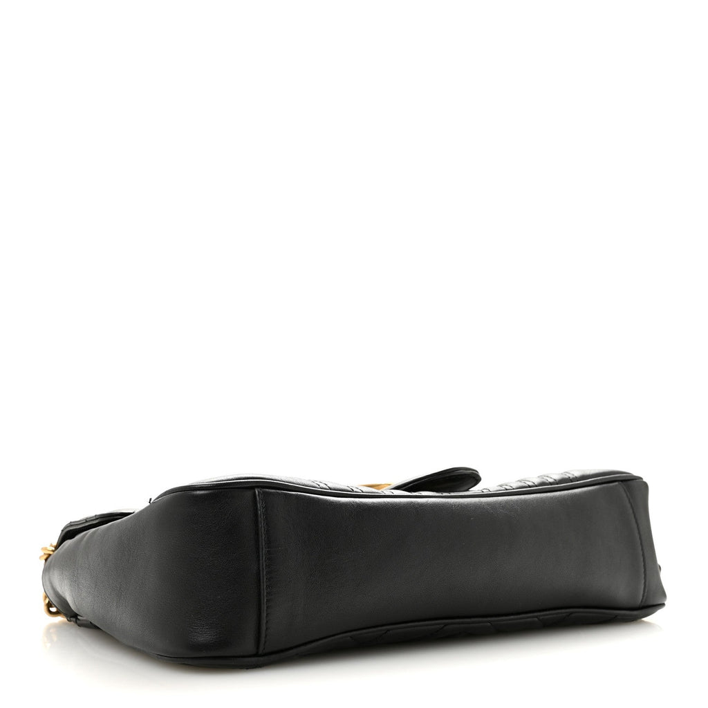 Gucci Calfskin Matelasse Medium GG Marmont Shoulder Bag Black
