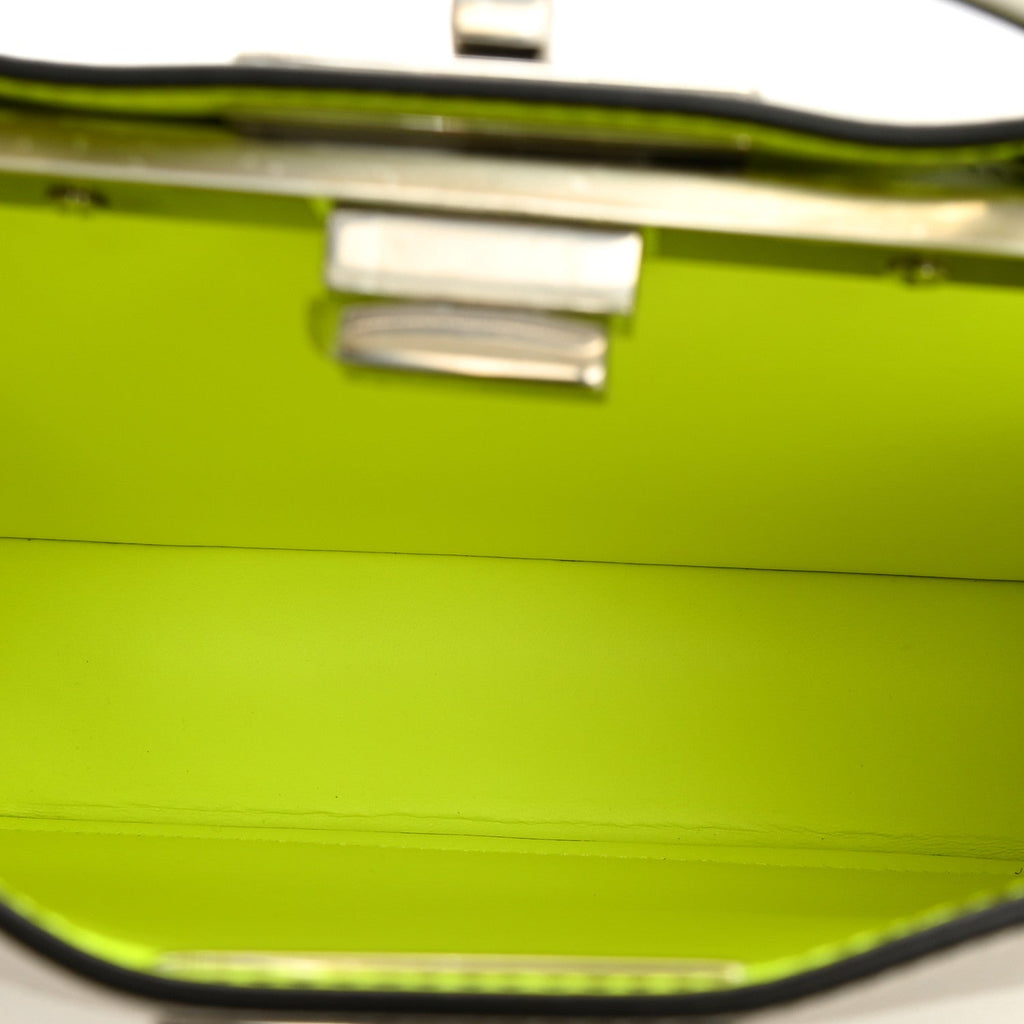 Fendi Vitello Seta Nappa Bi-Color Small Peekaboo I SEE U Satchel White Ice Yellow Fluo