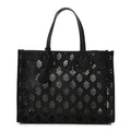 Gucci Calfskin GG Monogram Diamond Cut Medium Ophidia Tote Bag Black