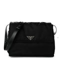 Prada Re-Nylon Vitello Padded Large Flap Shoulder Bag Black