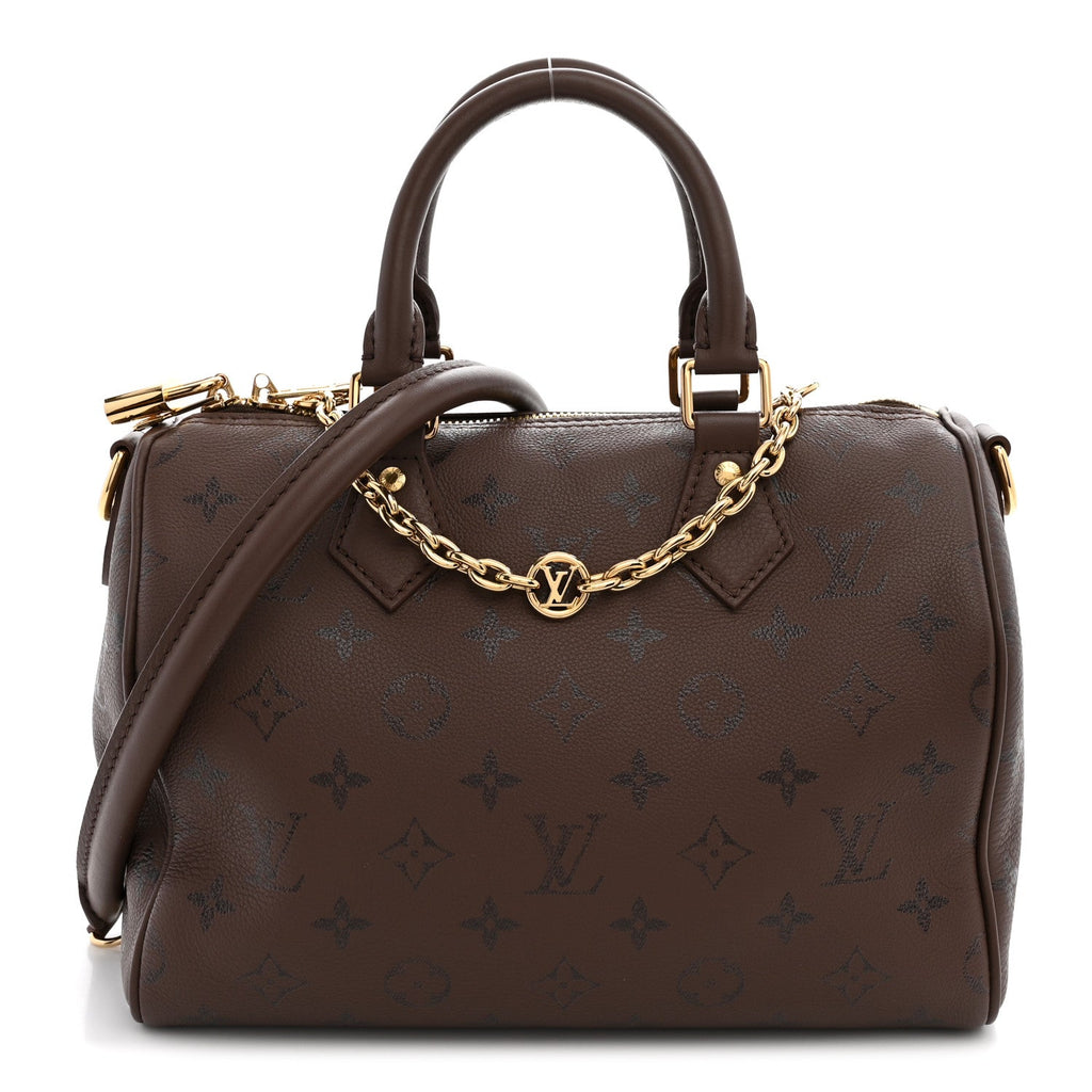 Louis Vuitton Calfskin LV Bliss Speedy Bandouliere 25 Brun