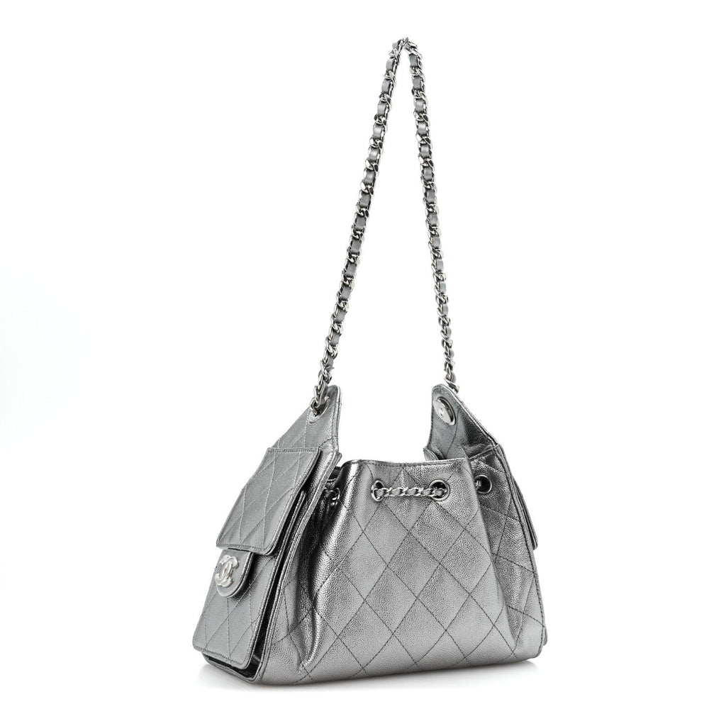 Chanel Metallic Caviar Quilted Mini Chanel 25 Handbag Anthracite