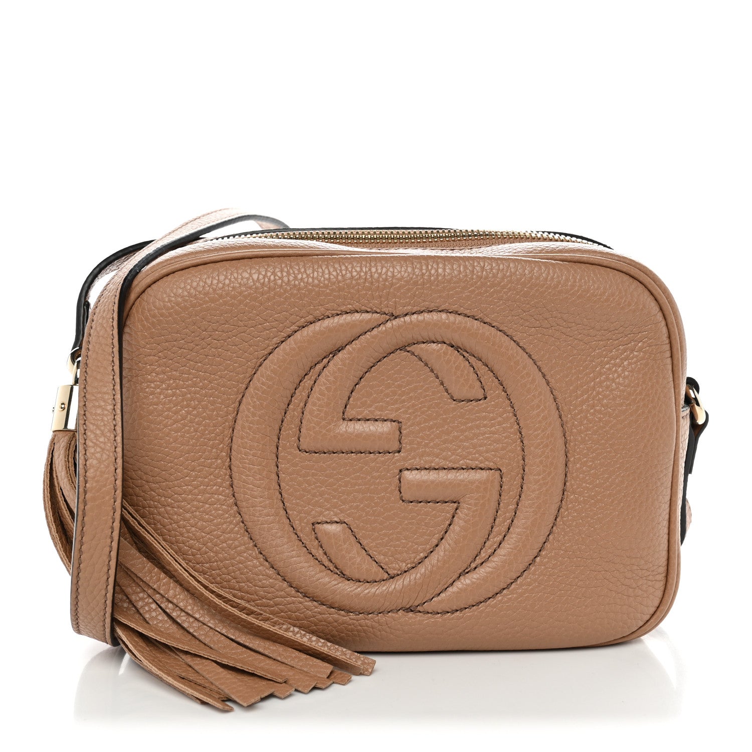Gucci Pebbled Calfskin Small Soho Disco Bag Camelia
