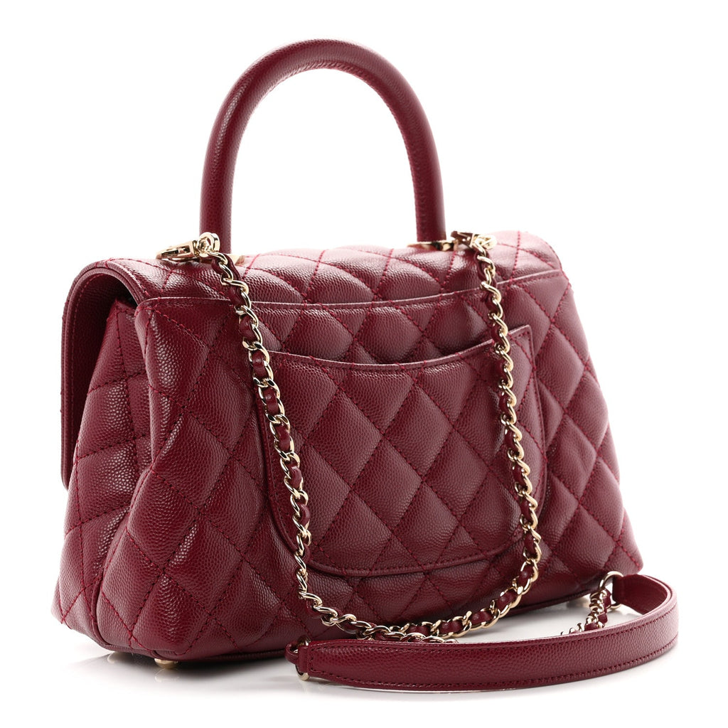 Chanel Caviar Quilted Mini Coco Handle Flap Burgundy