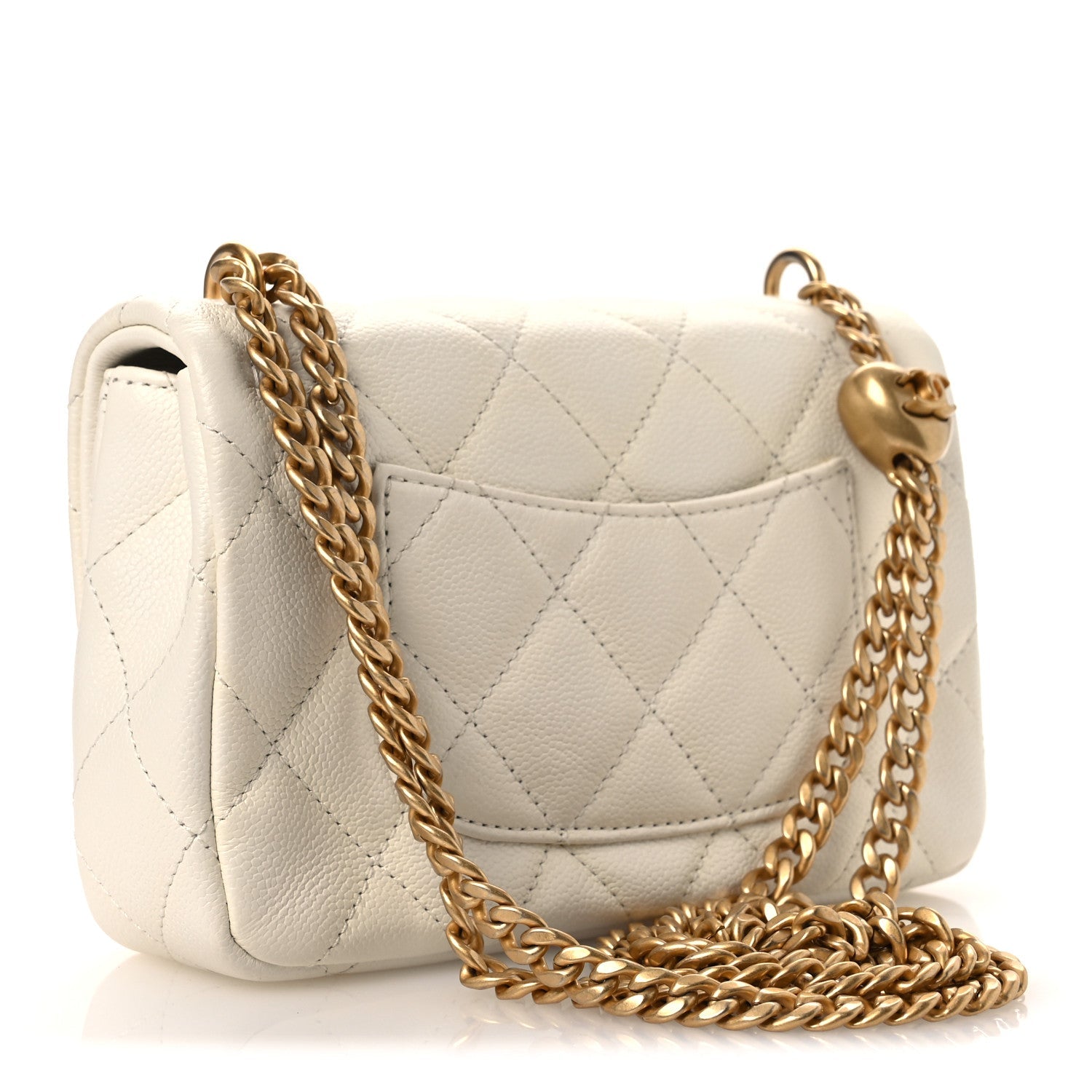 Chanel Caviar Quilted Mini Sweetheart Rectangular Flap White