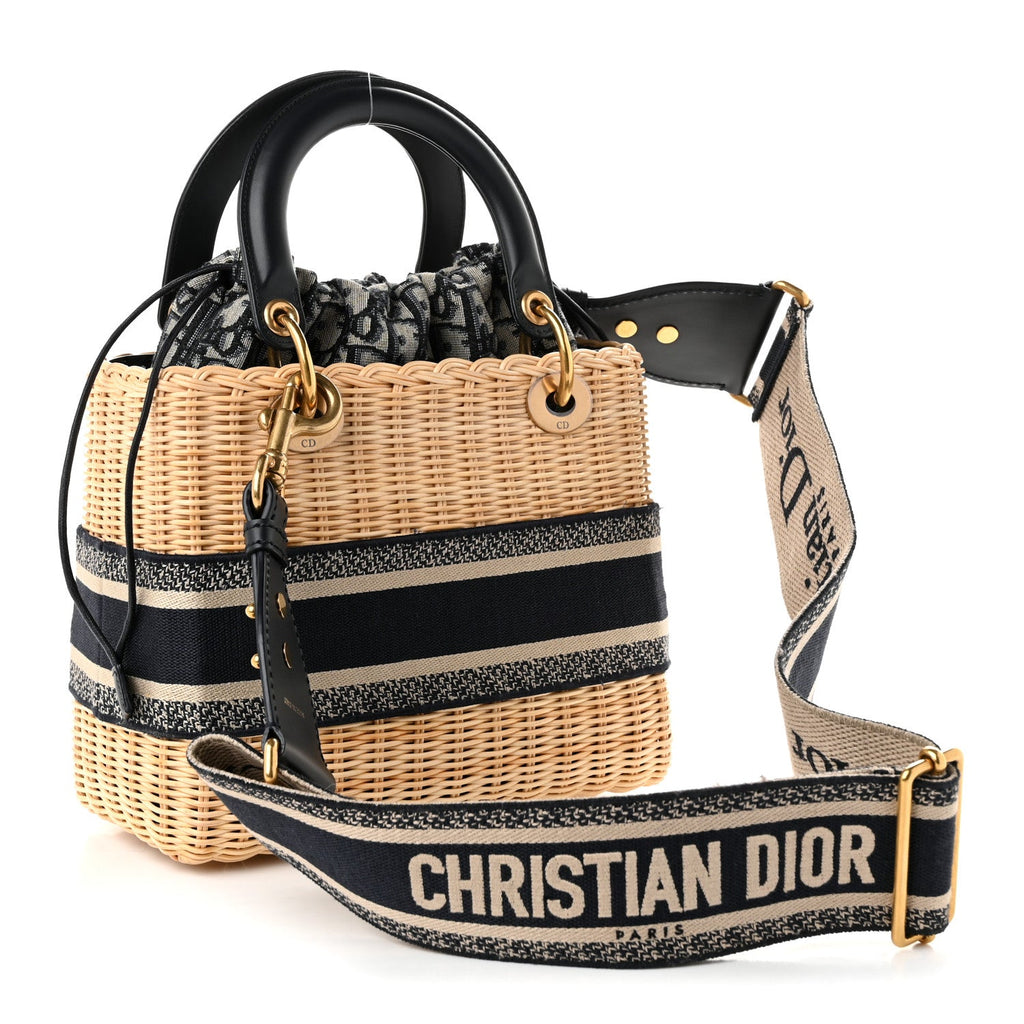 Dior Wicker Oblique Medium Lady Dior Bag Blue
