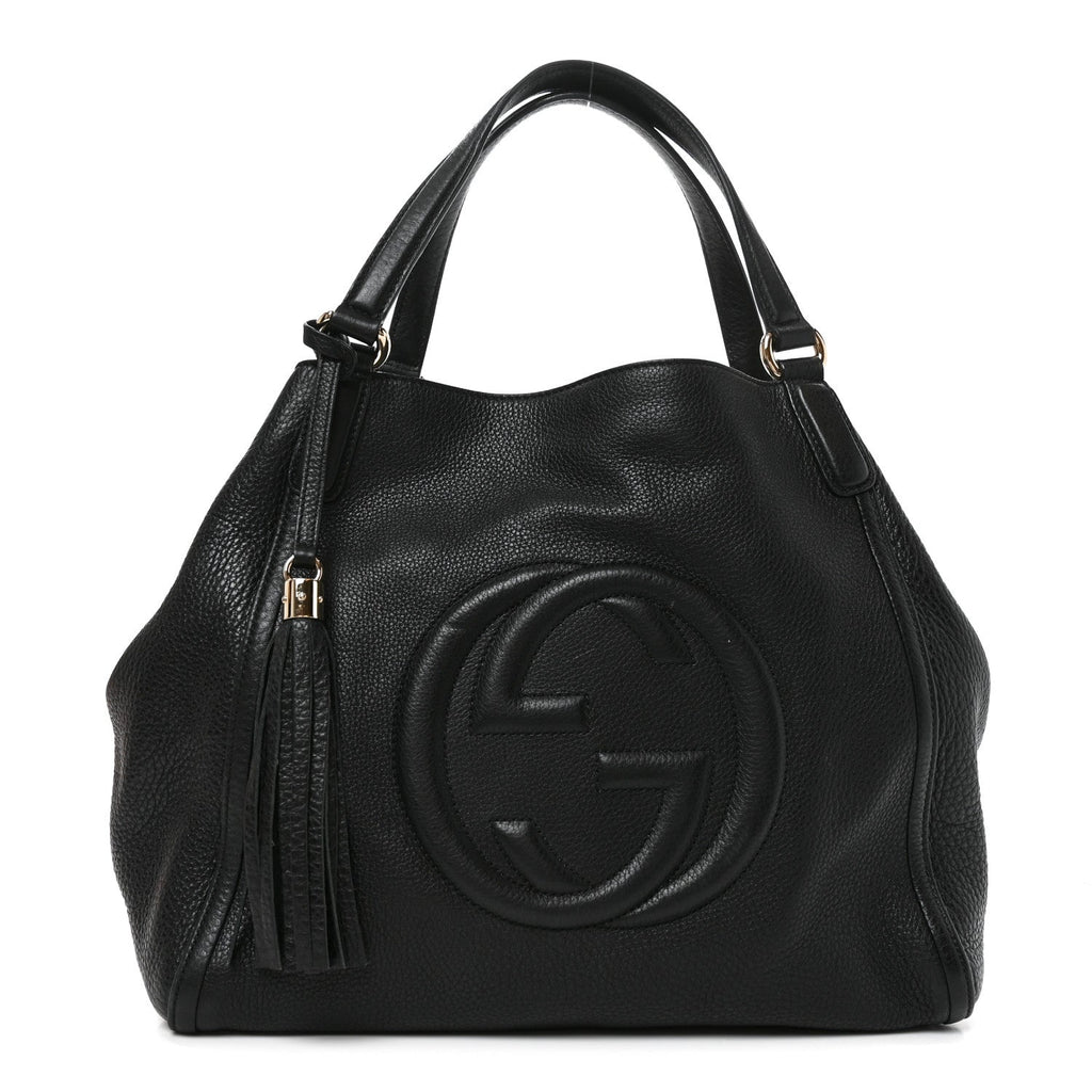 Gucci Pebbled Calfskin Medium Soho Shoulder Bag Black