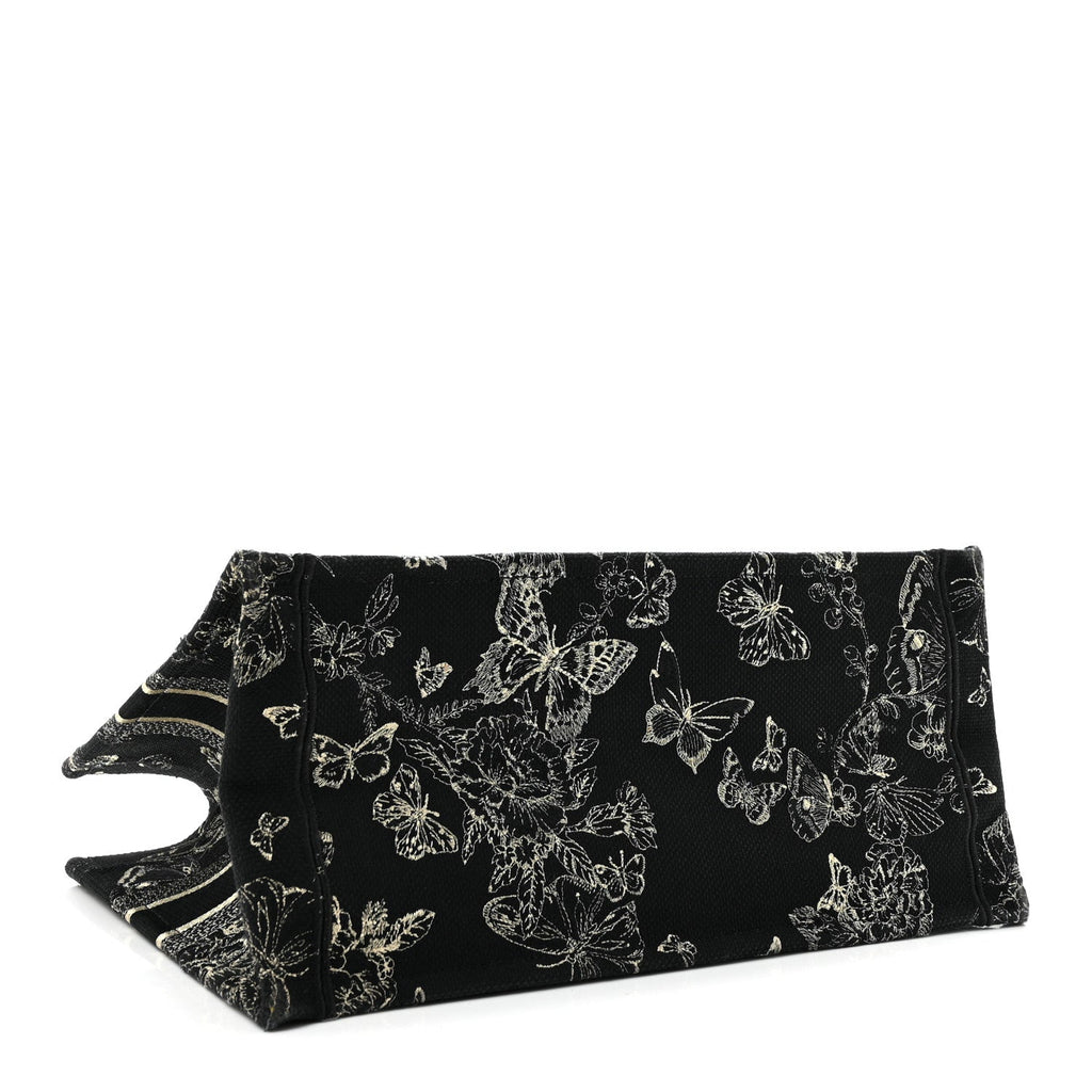 Dior Canvas Embroidered Medium New York Butterfly Book Tote Black